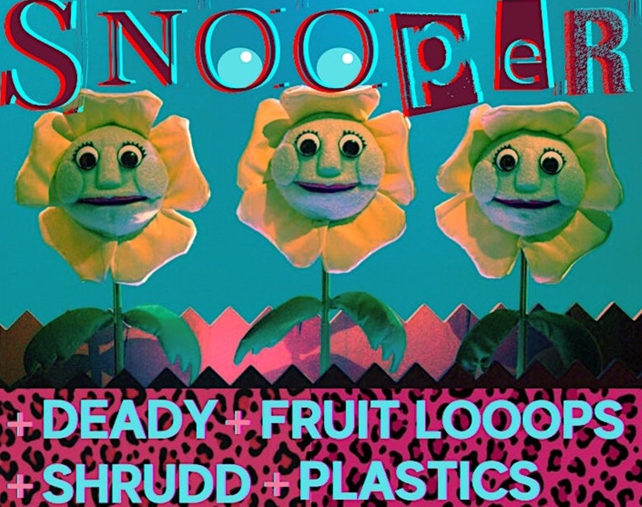 FRIDAY, MAY 10
Snõõper, Deady, Fruit Loops, Plastics 
Portal | 1535 Lytle St. | portal-louisville.com | $10 adv/$15 door | 8 p.m. | All ages
With their exceedingly high-energy, 80’s neon tracksuits, synchronized choreography, and assortment of papier-mâché props, Nashville’s Snõõper is quite unlike anything you’ve ever experienced before. Described as “a band who, in a 33 1⁄3 RPM world, make 45 RPM music they play at 78 RPM,” their sound is somewhere along the lines of Devo covering Black Flag covering The Ramones, and their songs are as catchy as their live show is fun. With a bill that also features the equally as energetic Deady, Fruit Loops (from Cincinnati), and Plastics, this is a show you’re just gonna need to catch!
