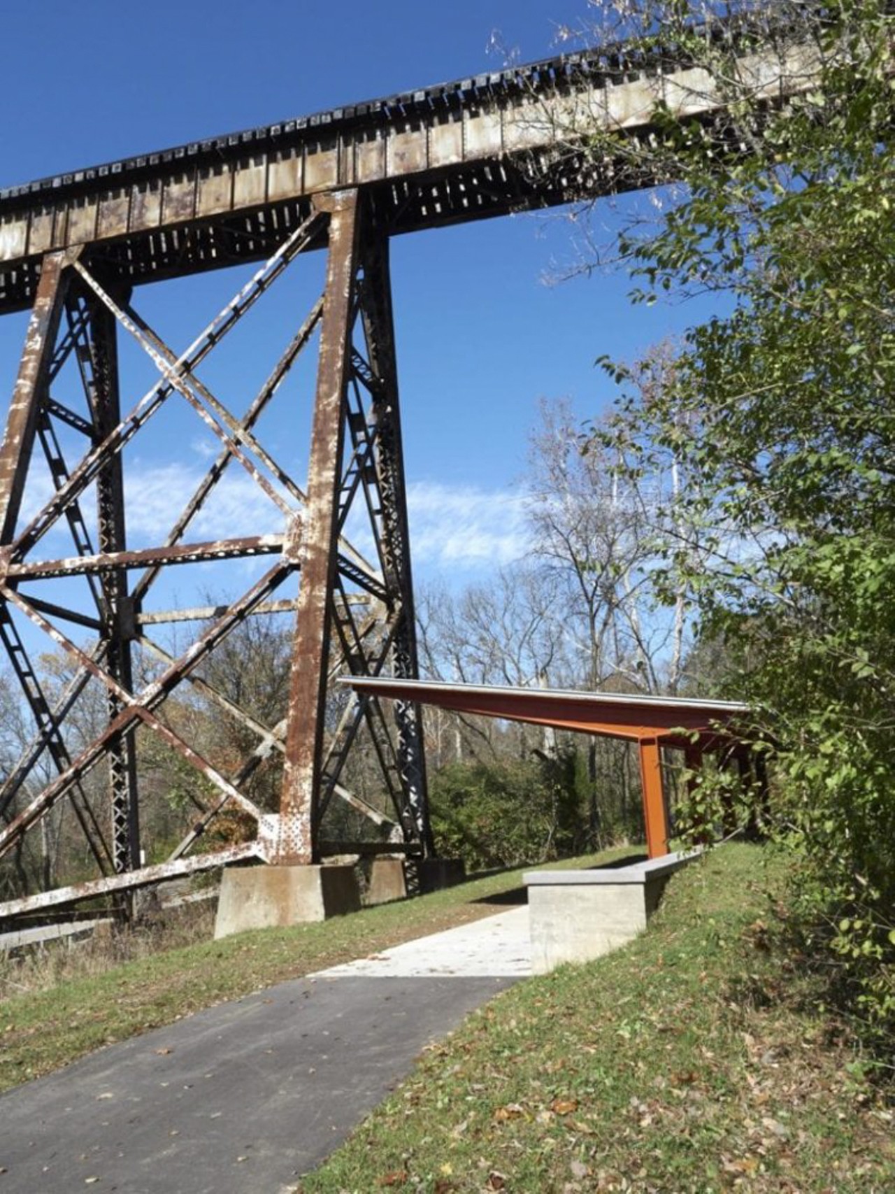 Pope Lick Park Trestles 
4002 S. Pope Lick Rd. 
Many claim to have seen the Pope Lick Monster at the train trestle in Pope Lick Park.  The monster, half-man and half-goat, is a Louisville legend. Photo via  The Parklands of Floyds Fork