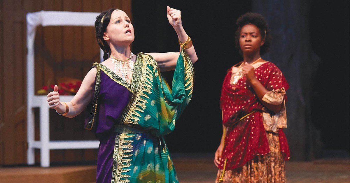 L-R: Abigail Bailey Maupin and Ernaisja Curry in &#145;The Comedy of Errors.&#146; Photo by Bill Brymer.