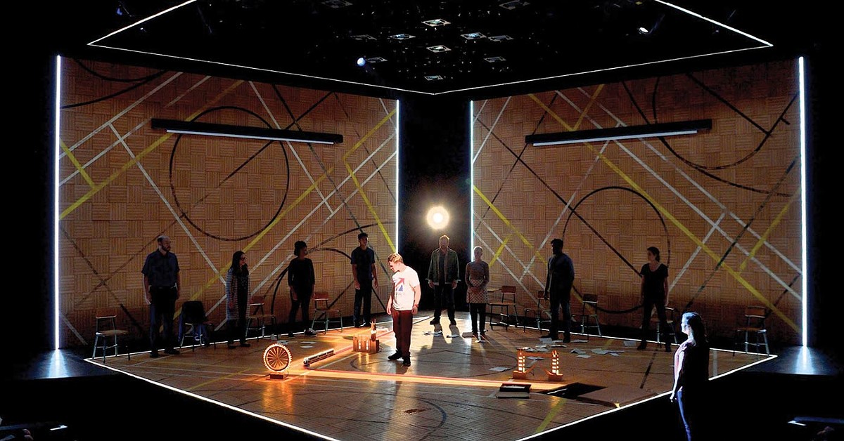 Alexander Stuart, center, with the cast of &#145;The Curious Incident of the Dog in the Night-Time.&#146;  Photo by Jonathan Roberts