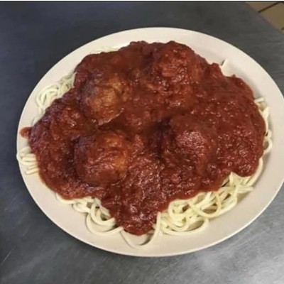 Spaghetti and meatballs, provided by Angilo's pizza Facebook page.