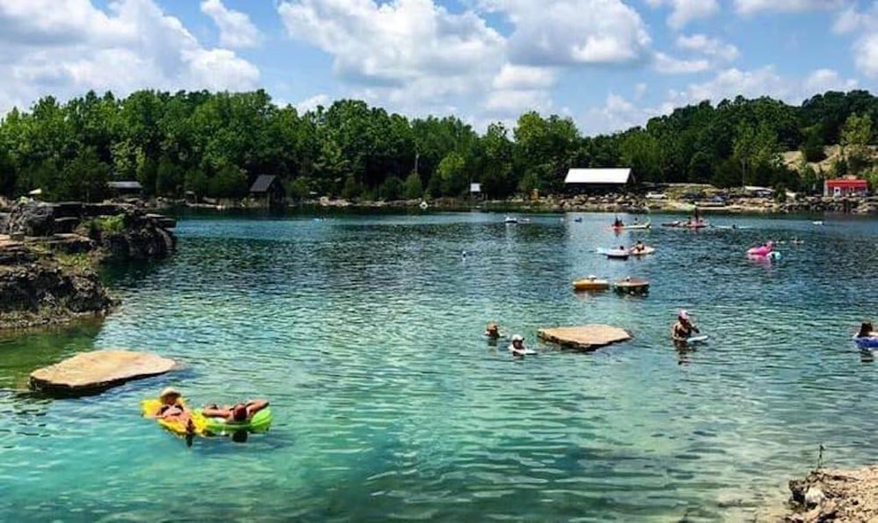 An adults-only swim at FRP LaGrange Quarry
2201 Fendley Mill Road, La Grange, Kentucky
Experience clear blue waters at this adults-only quarry just outside of Louisville. There are places to picnic, designated rocks for wannabe cliff jumpers and &#151; new this year &#151; a beach for those who want to relax. For safety, floatation devices are required and alcohol and drugs are banned. Book your tickets ahead of time to ensure a spot at this popular attraction.
Photo via facebook.com/FRPLaGrangeQuarry