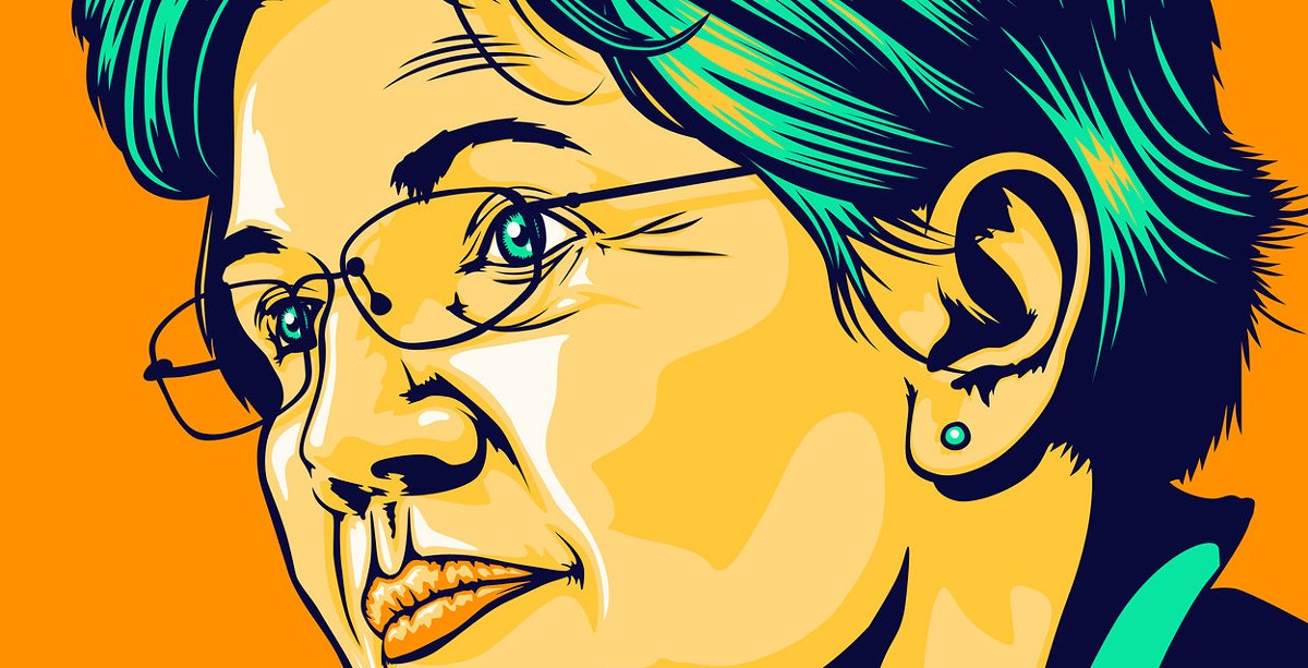 Download your free, collectible illustration of Sen. Warren by a former Louisville artist
