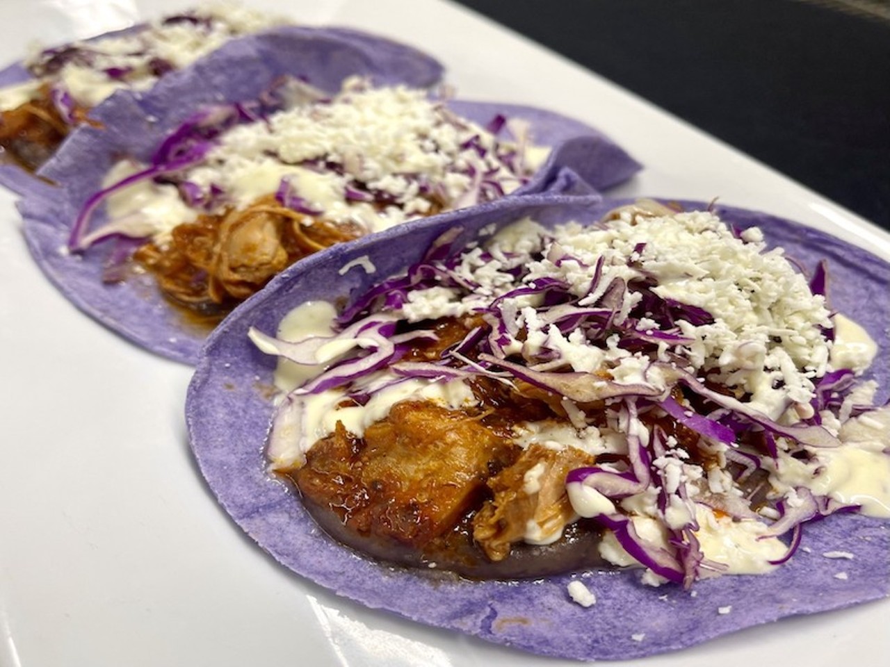 El Catrin Mexican Kitchen
7773 Highway 311, Sellersburg
The Tinga Taco: Chipotle-braised chicken, refried black beans, caramelized onion, red cabbage, avocado salsa, queso fresco.