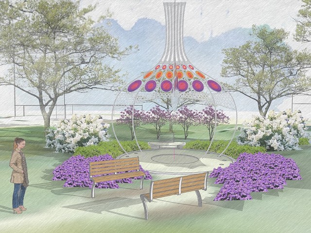 Rendering of the Stephen Rolfe Powell Memorial Garden at Centre College.