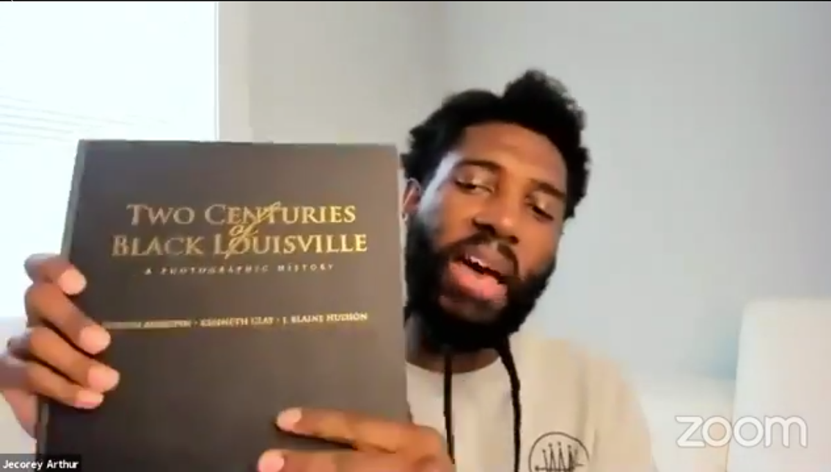 Metro Councilman-elect Jecorey Arthur prefaced his remarks during the Louisville Forum 
    by recommending this book, &#145;Two Centuries of Black Louisville.&#146;