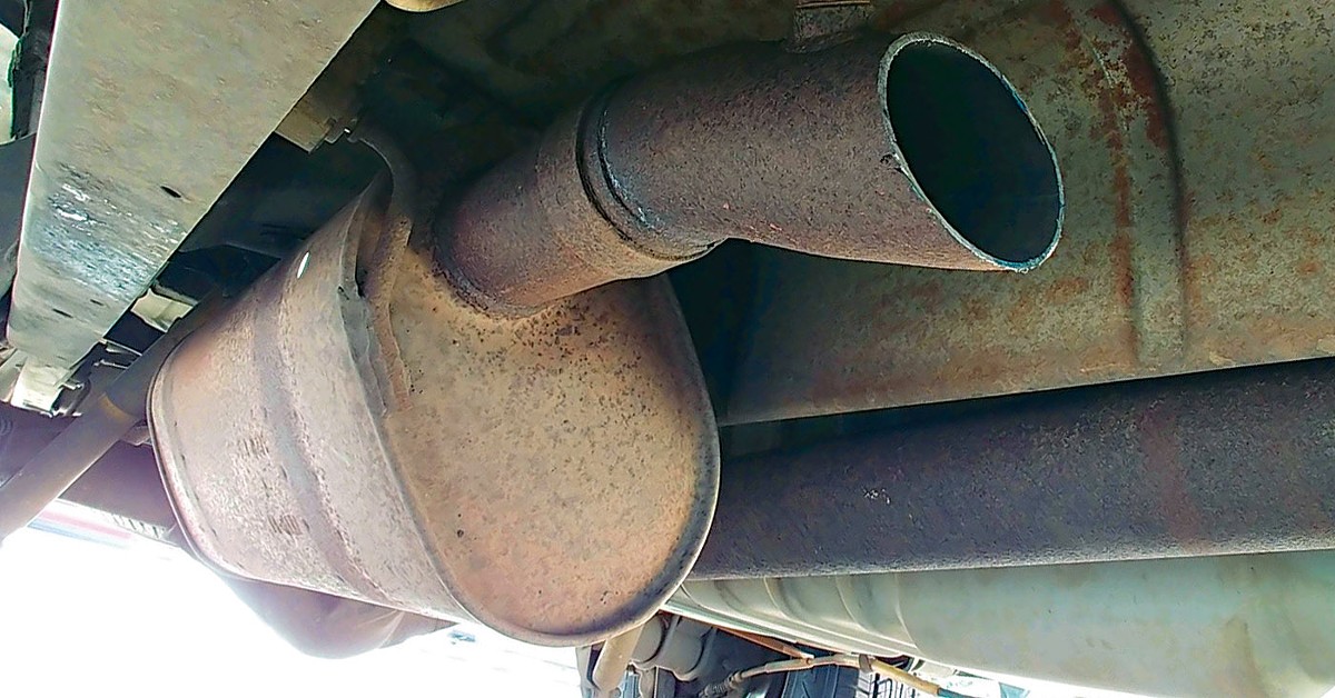 What it looks like when your catalytic converter is stolen.