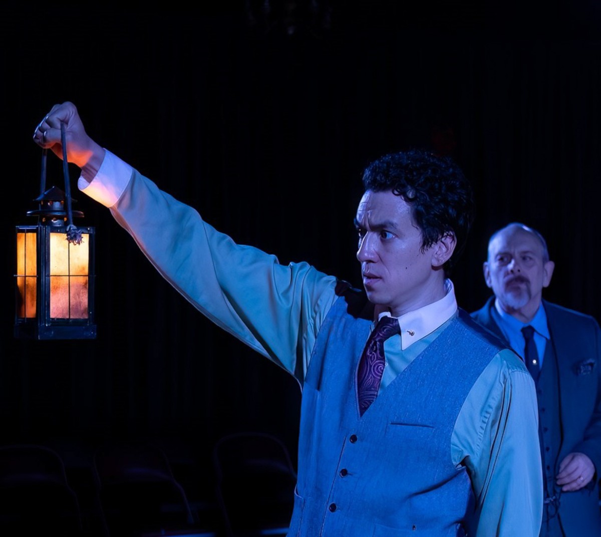 From left: Zachary Burrell and Jon Huffman in Kentucky Shakespeare's  "The Woman in Black."