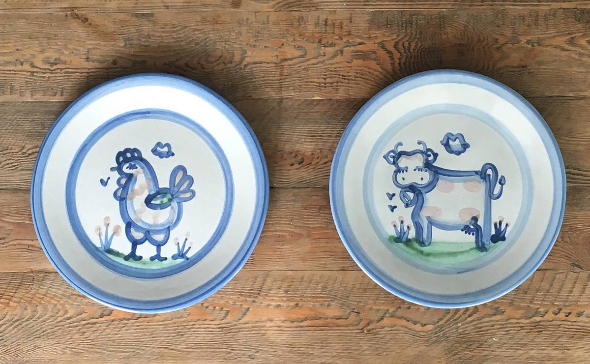 Hadley Pottery is recognizable by its famous blue and white designs.