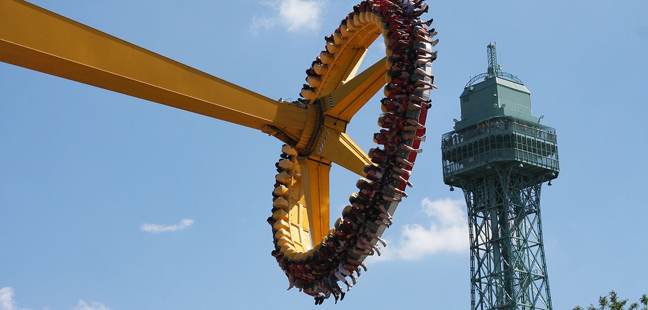 Delirium
The 240-degree arc sends passengers sky high with a rotation promising to give even the most die-hard coaster fans a thrill.
