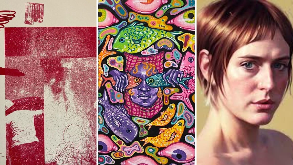 Art by contributors to the Printed zine (left to r): Kala'i Blakemore, Lucy Nunnelley, Luci Lyle