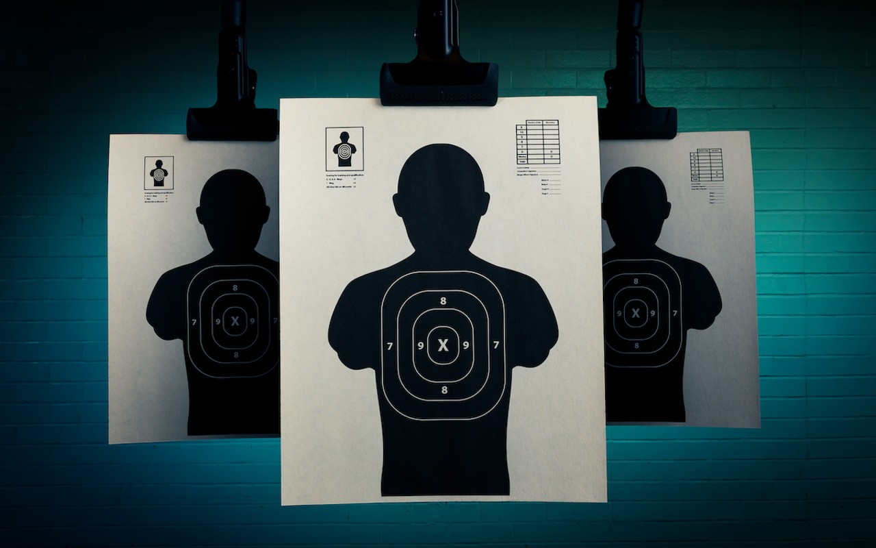 An example of shooting targets at a gun range. Firearms simulators look much different and elicit very different reactions.