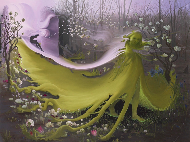 Inka Essenhigh, 1969. "Green Goddess II," 2009. Oil on canvas, 60 x 74 in.