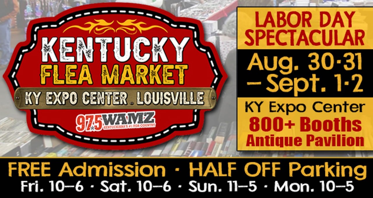  KY Flea Market Labor Day Spectacular
Friday, August 30-Monday, September 2
KY Exposition Center | FREE | https://www.stewartpromotions.com/ | All Ages
Shop 800 booths at this year's Kentucky Flea Market. Find all kinds of trinkets from antiques to jewelry to clothes and so much more.