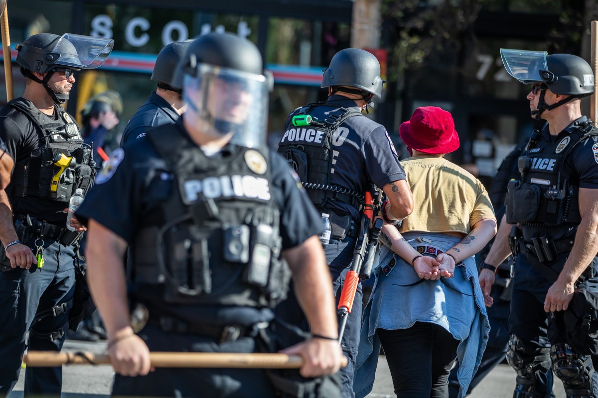 One of the protesters arrested during the Occupy NULU call to action in July of 2020.