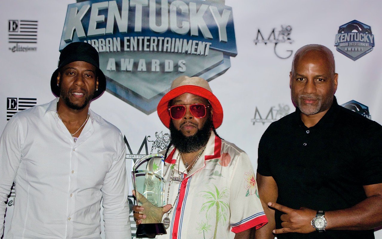 Arnold Taylor, founder of South Coast Music Group, &#147;Living Legend" King Dorian Washington, President of Hitmaker Music Group, and Lester Pace, Senior Vice President of Radio Promotions at RocNation at the 2022 Kentucky Urban Entertainment Awards in Louisville, Kentucky.