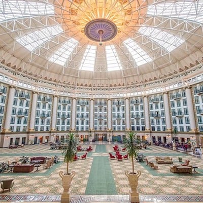 French Lick, Indiana    Distance: 1 hour, 15 minutes    In the hills of Southern Indiana, you&#146;ll find a resort that&#146;s the Hoosier state&#146;s answer to the Greenbrier. The West Baden Springs Hotel and the French Lick Resort are historic sister hotels with their own charm: West Baden has a grand atrium, a world class spa and a championship-level golf course while French Lick contains a Vegas-style casino, a bowling alley and has horseback riding on site. You can also explore the nearby Wilstem Wildlife Park that hosts grizzly bears, elephants and giraffes, or take the kids to the Big Splash Adventure Hotel & Indoor Water Park. The nearby towns of Orleans and Paoli are host to their own attractions: In the winter, head to Paoli Peaks for snowboarding, skiing and tubing and in the spring, you can visit Orleans for the Annual Dogwood Festival.    Photo via visitfrenchllickwestbaden.com