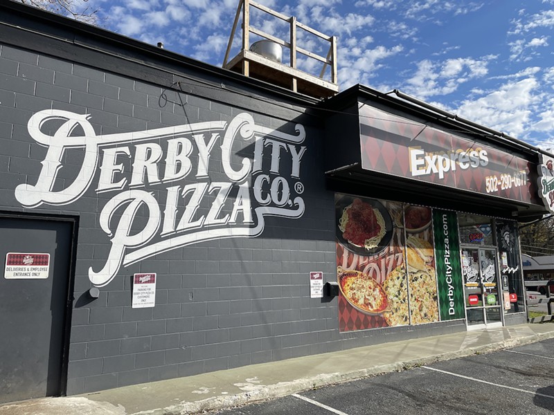 Inside and outside, Derby City Pizza Co. boasts professionally finished decor and trademark colors as befits a small chain with big dreams.
