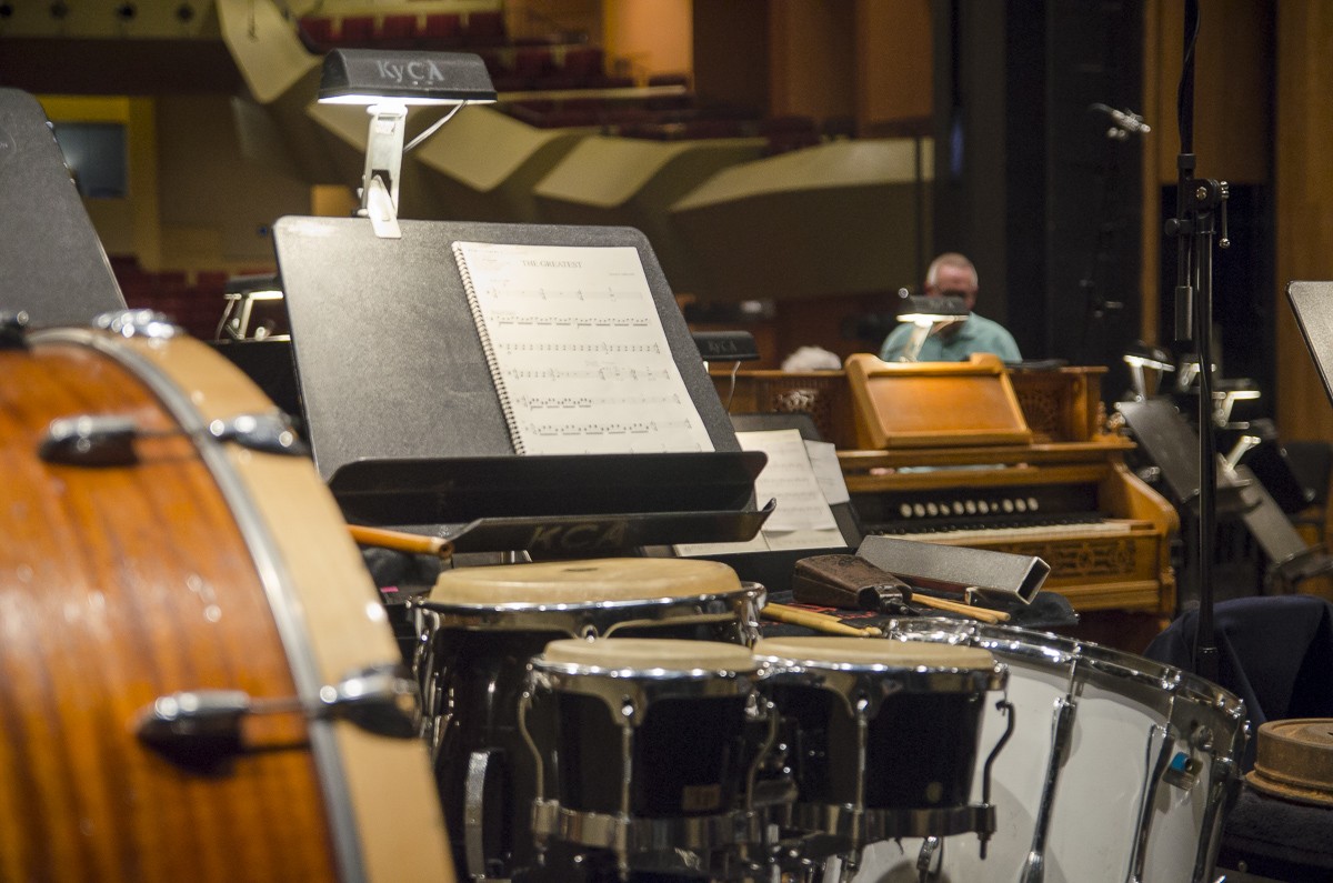 Behind the Scenes of The Greatest, peering through the percussion section - Nik Vechery