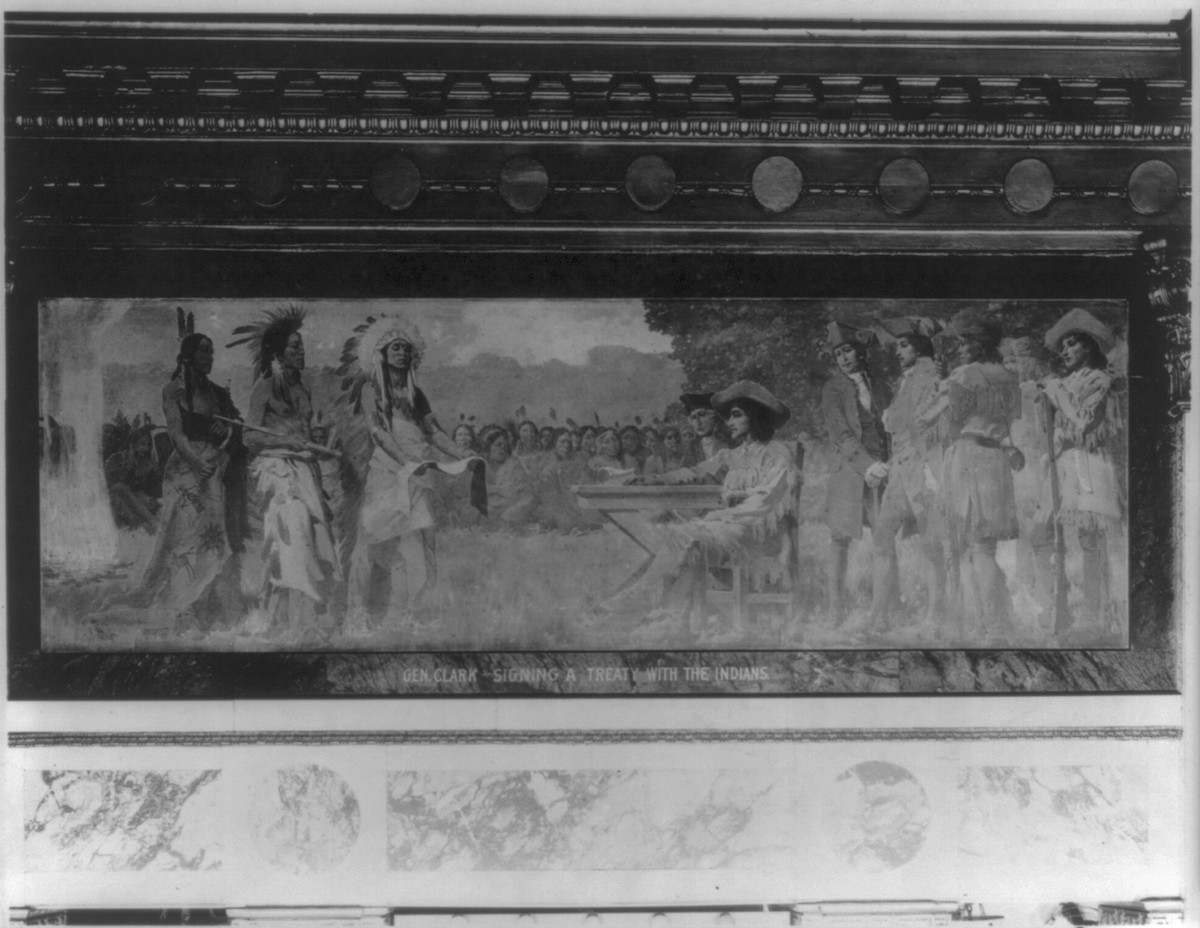 This mural in the Seelbach Hotel shows Gen. George Rogers Clark signing a treaty with the Indians of the Northwest.  |  From The Library of Congress. - Library of Congress