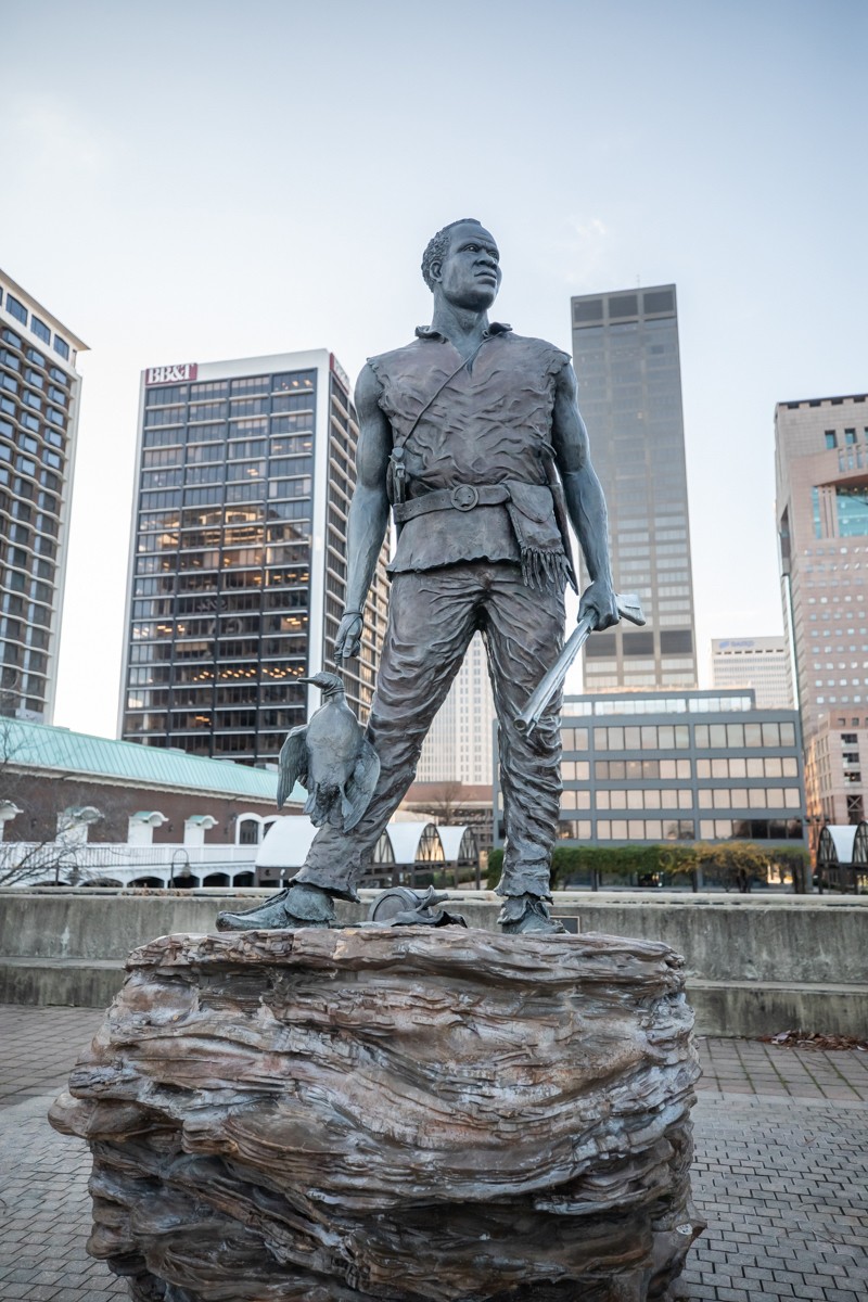 A bronze statue of York by sculptor Ed Hamilton stands on the Belvedere in Louisville.  |  Photo by Kathryn Harrington. - Kathryn Harrington