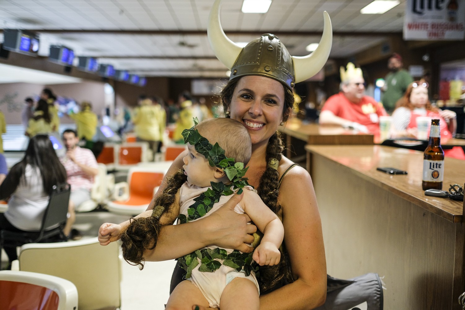 Jessica Knecht and her child Nolan went all out with their costumes for the 16th Annual Lebowski Fest.