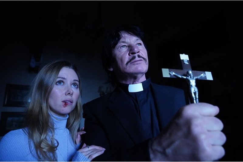 Do not adjust your eyes, that's Robert Bronzi (right), not Charles Bronson, in this terrible exorcism flick.  |  Photo via Uncork'd Entertainment - John Allman