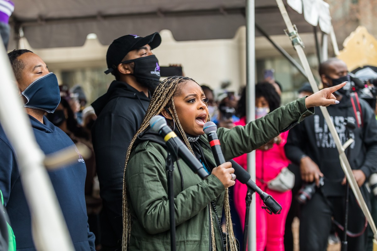 Tamika Mallory with Until Freedom spoke at the rally. - KATHRYN HARRINGTON
