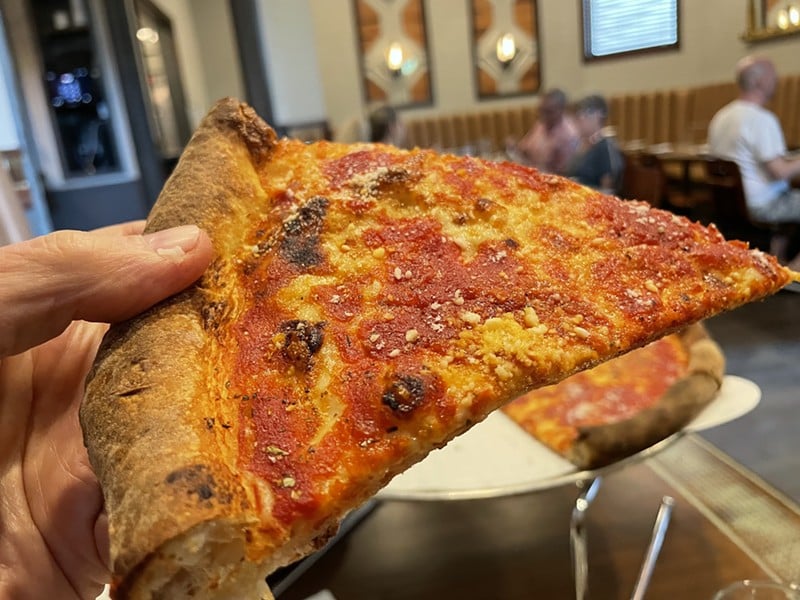 The bread is the thing with Wheated's excellent thin sourdough crust and charred edge; but the traditional New York-style toppings are worthy, too. - Robin Garr