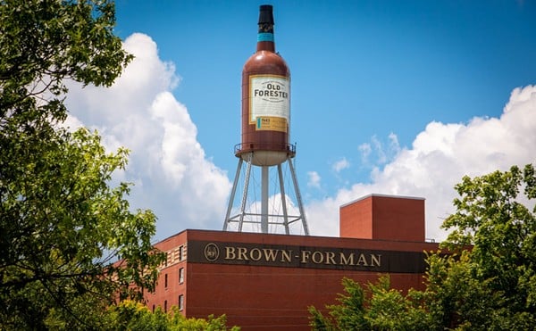 Old Forester is a Louisville tradition, and so is the company's 62-foot-tall bottle-shape water tower that looms 218 feet above ground at Brown-Forman's 18th Street distillery. It is easily visible from downtown.