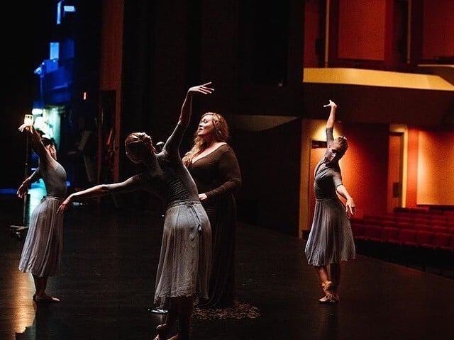 Vocalist and songwriter Carly Johnson with Louisville Ballet Dancers.