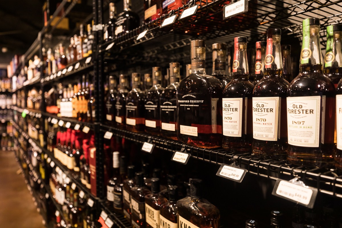 Bourbon bottles at Old Town.  |  Photo by Kathryn Harrington