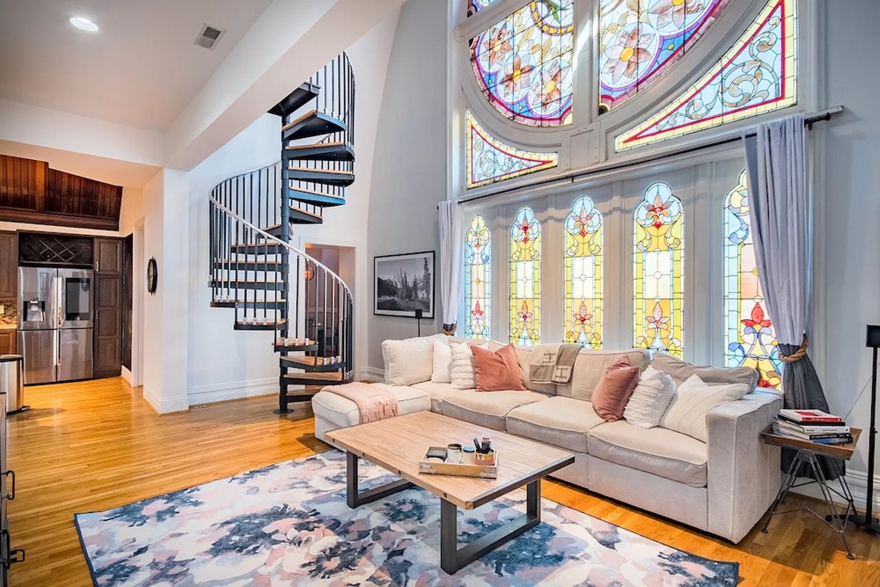 You&#146;d Have To Move To Bellevue Kentucky To Live In This Converted Church With A Stained Glass Window In The Living Room