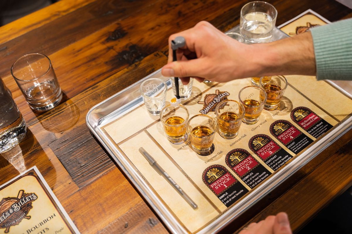 At Barrels & Billets, guests will be able to create their own bourbon blend using six bourbons from WoodCraft.